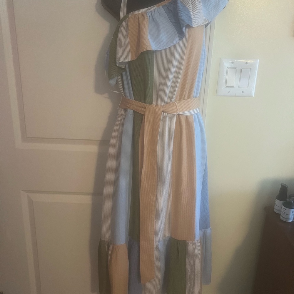 LC Lauren Conrad Striped Dress with Ruffle Accents
